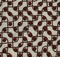 Red Jasper Crystal Beads On Kolam Embroidered Linen Hand Cushion